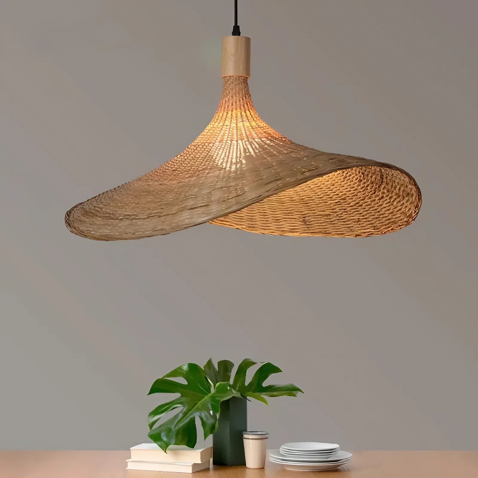 Hand-Woven Bamboo Pendant Hanging Lamp