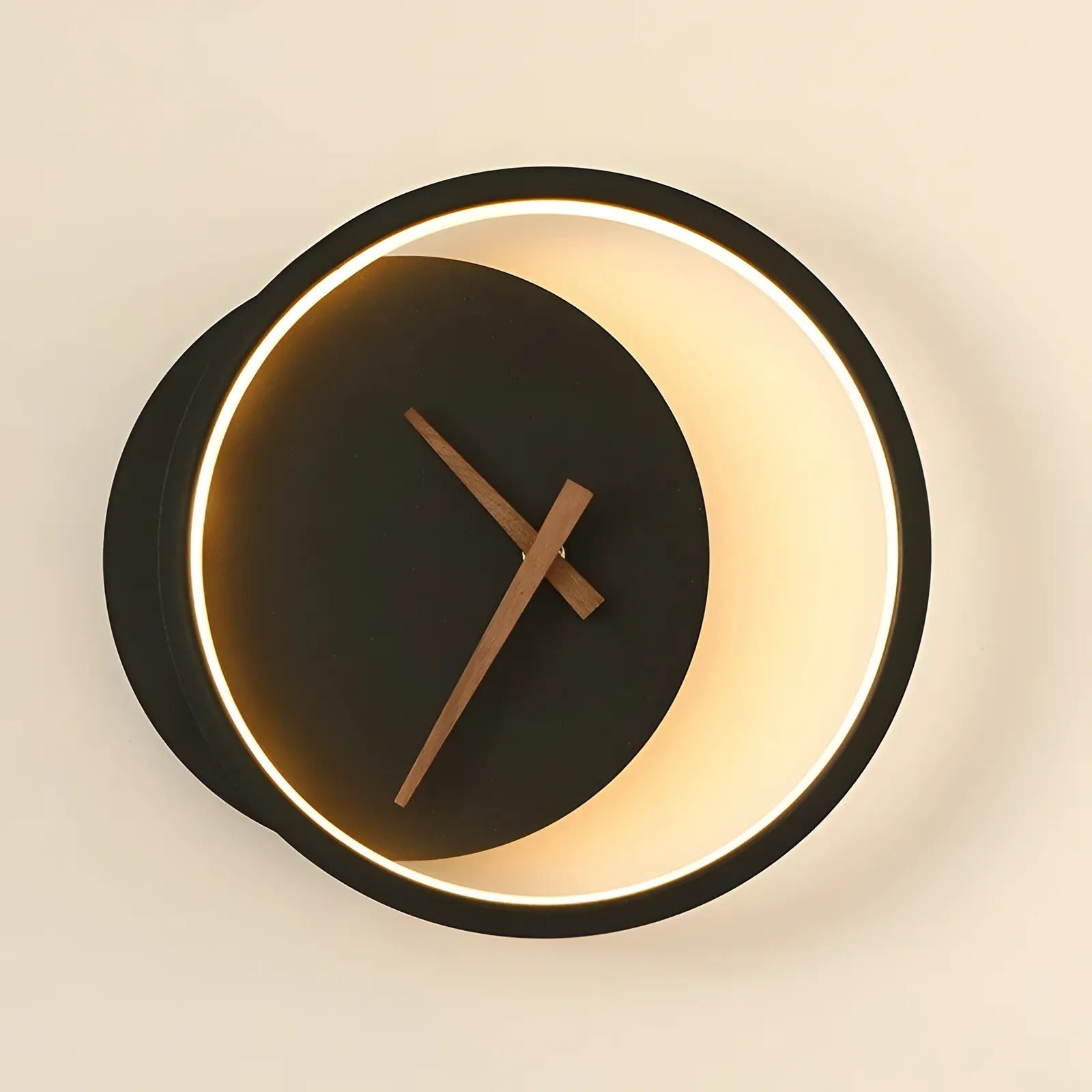 Nordic Black/White LED Wall Clock With Lamp Design