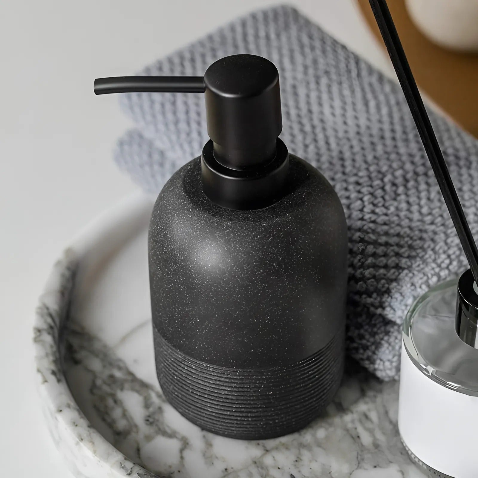 Elegant Resin Soap Dispenser in Durable Sandstone Style