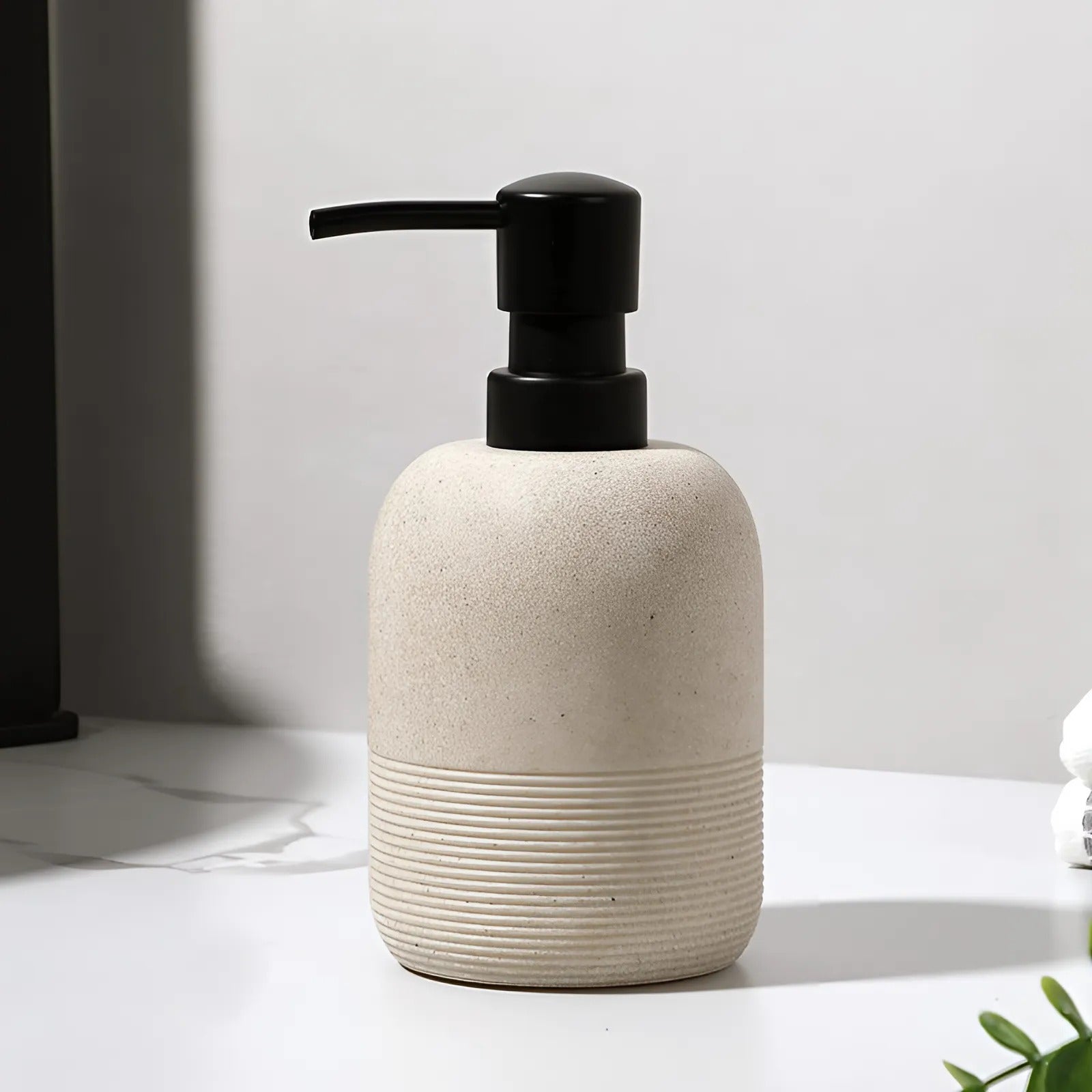 Elegant Resin Soap Dispenser in Durable Sandstone Style