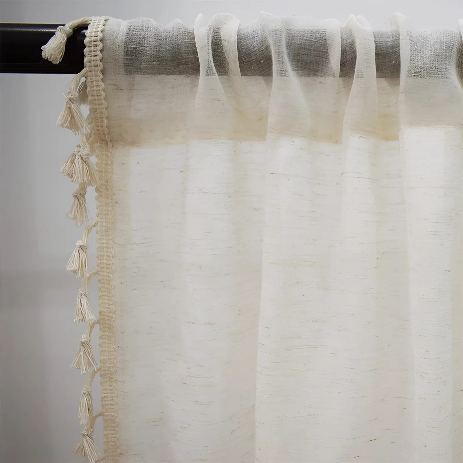 Boho Cotton Linen Semi-Sheer Curtains