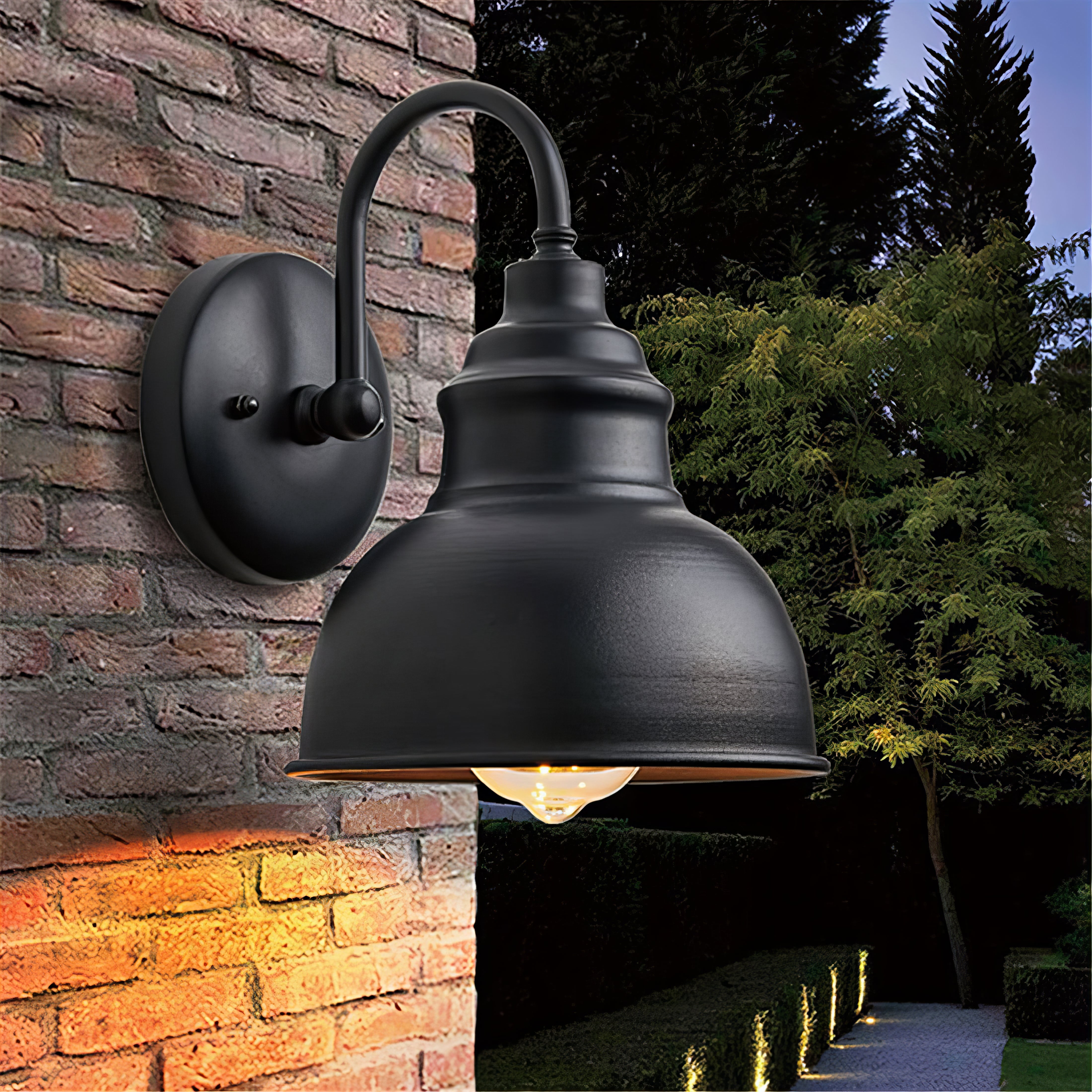 Moshe - Outdoor Round Fixed Curved Arm Downlight Light