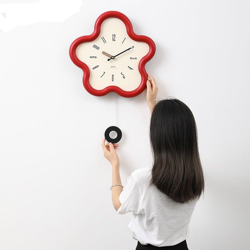 3D floral pendulum clock - silent movement, eco-friendly, perfect for bedroom decor