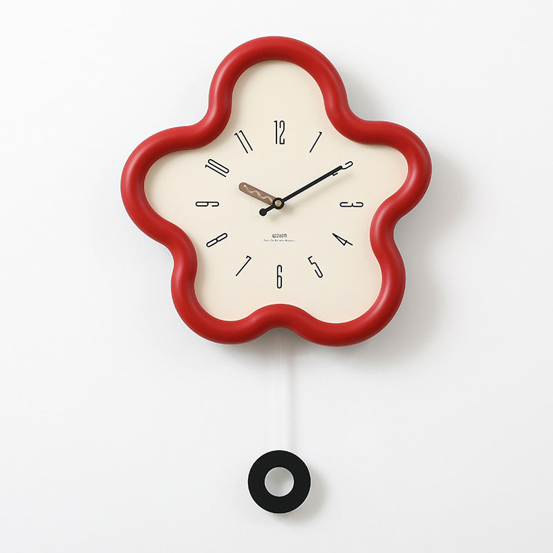 3D floral pendulum clock - silent movement, eco-friendly, perfect for bedroom decor