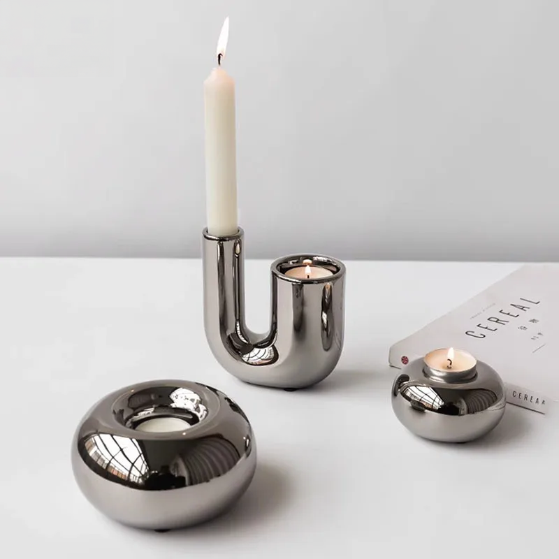 Elegant Silver Candle Holder with Minimalist Design