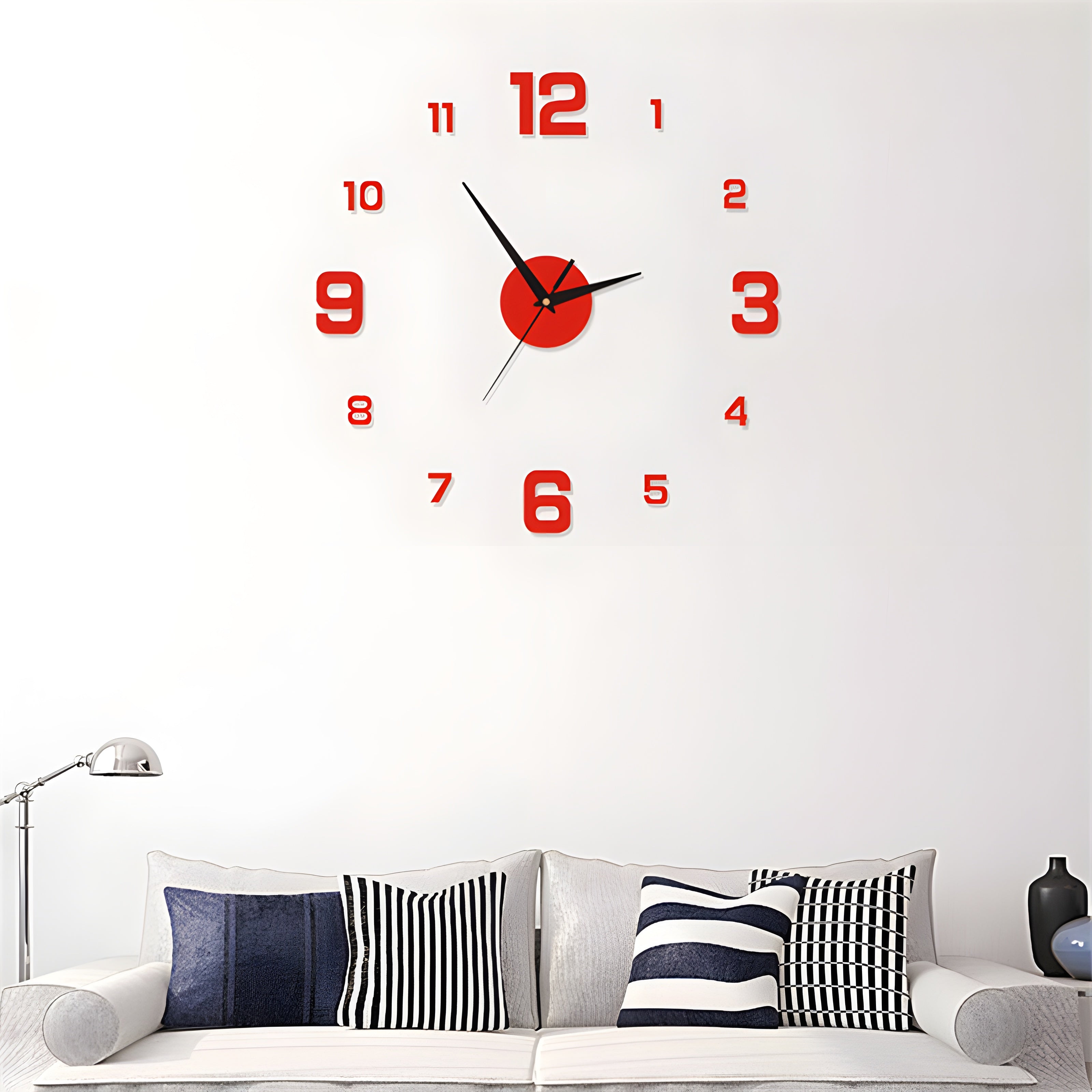 Modern Frameless Wall Clock with Mirror Sticker Design