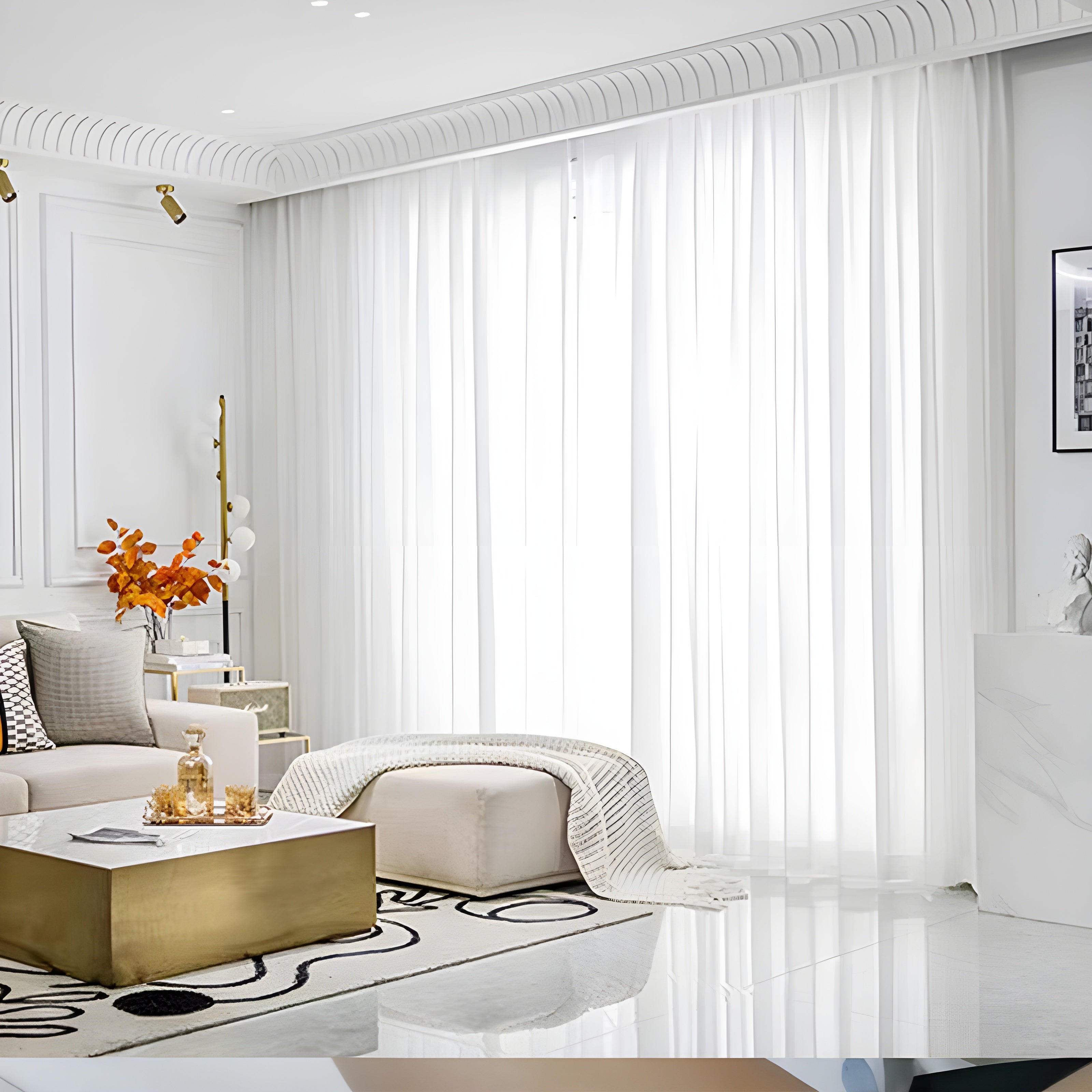 Solid White Luxurious Sheer Chiffon Curtains