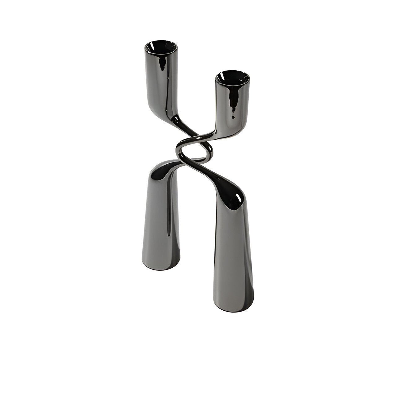 Crossed 'H' Shape Silver Candle Holder in Stainless Steel