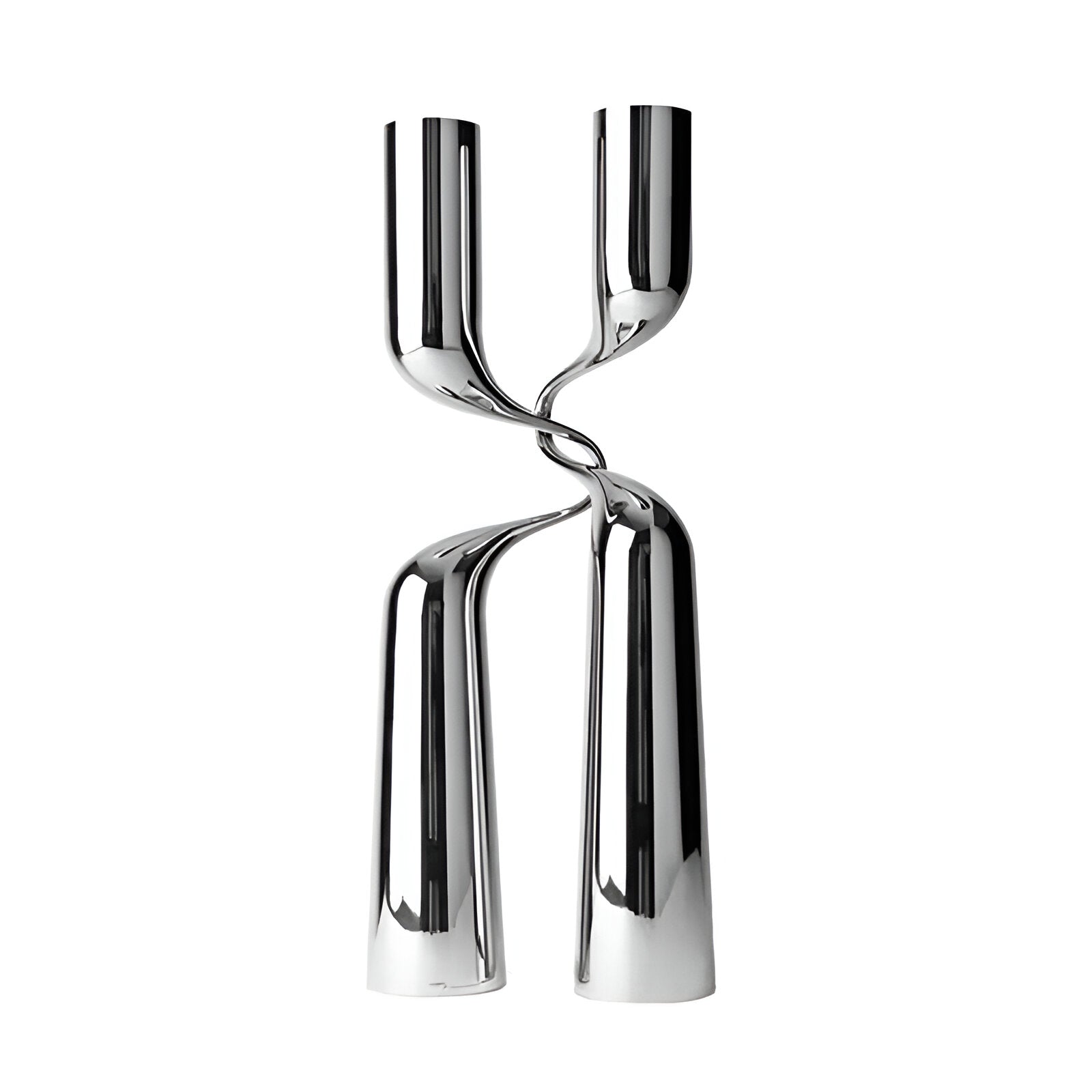 Crossed 'H' Shape Silver Candle Holder in Stainless Steel