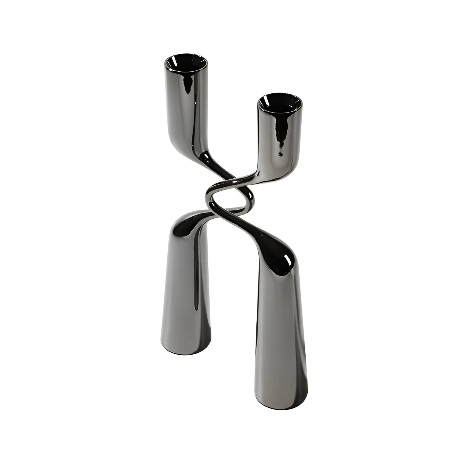 Crossed 'H' Shape Silver Candle Holder in Stainless Steel