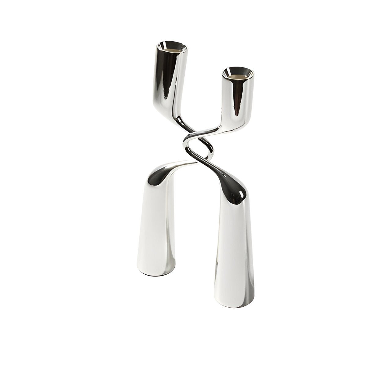 Crossed 'H' Shape Silver Candle Holder in Stainless Steel