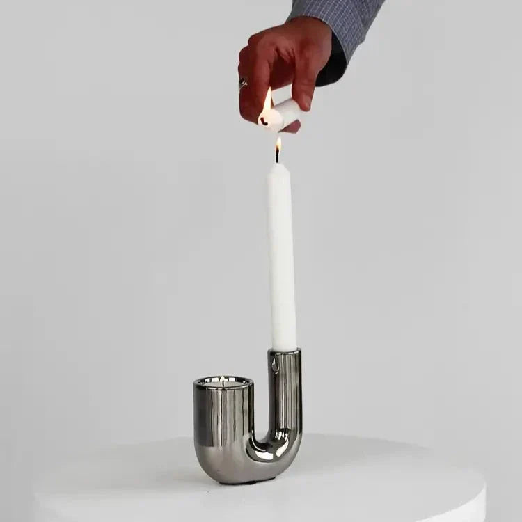 Elegant Silver Candle Holder with Minimalist Design