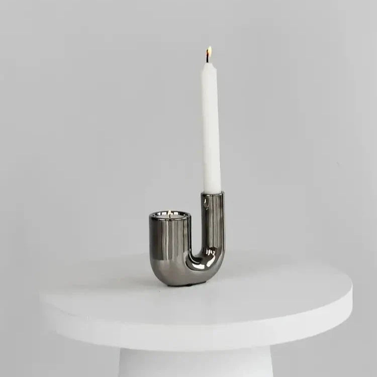 Elegant Silver Candle Holder with Minimalist Design