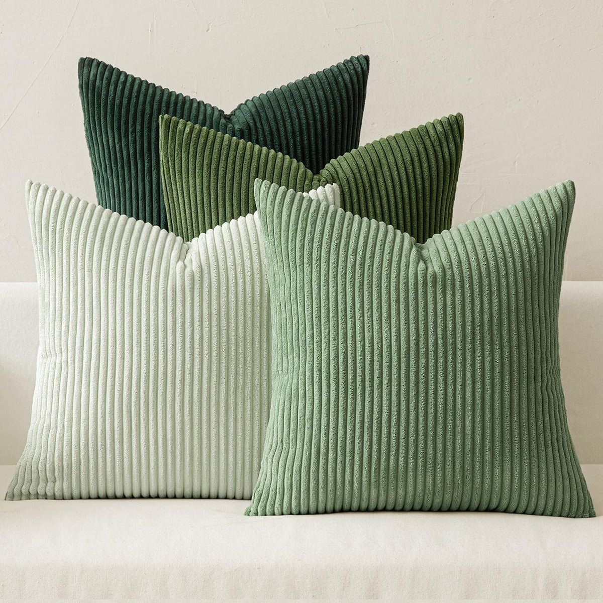 Green Corduroy Pillow Cover Set