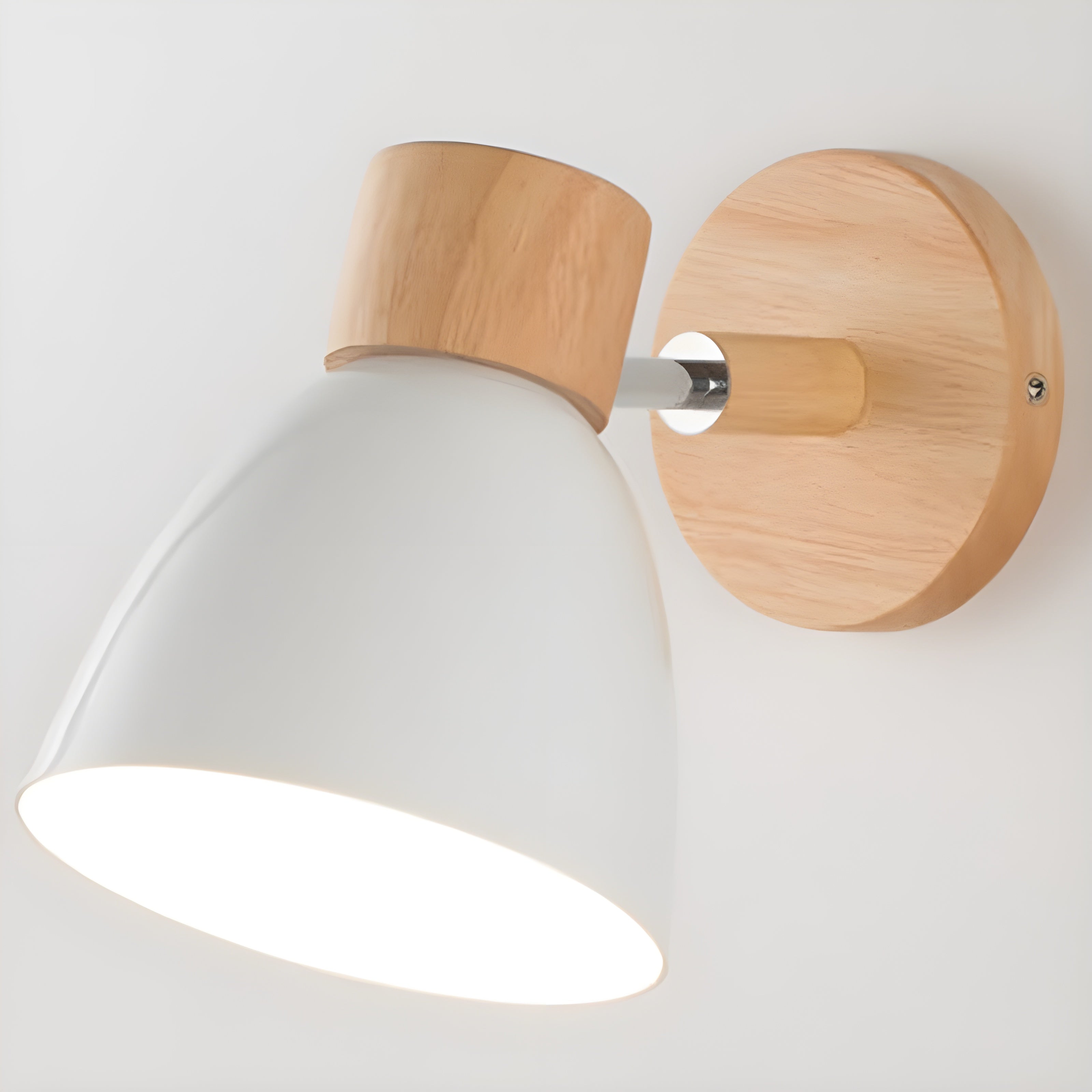 Wooden Nordic Wall Lamp with Switch for Cozy Bedroom