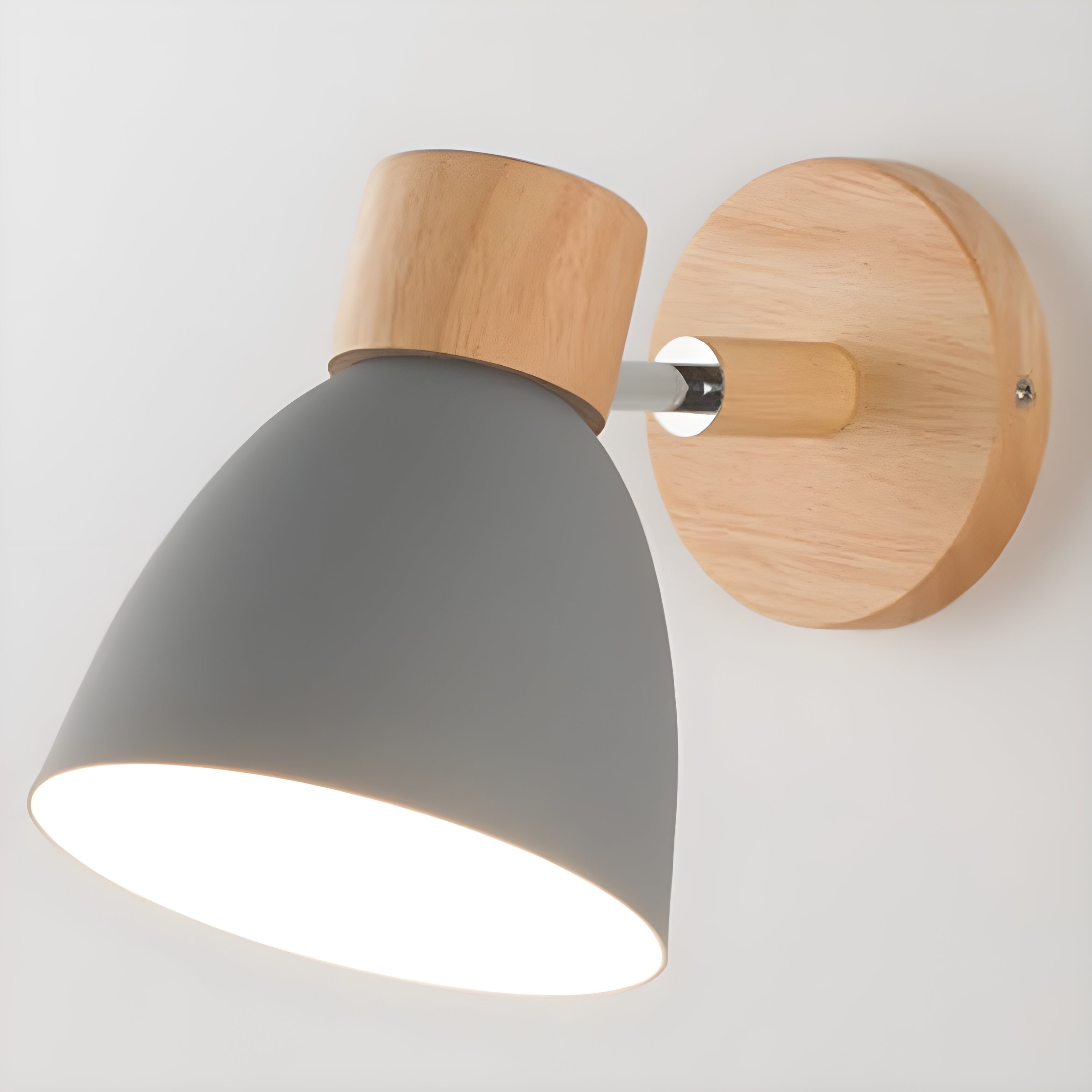 Wooden Nordic Wall Lamp with Switch for Cozy Bedroom