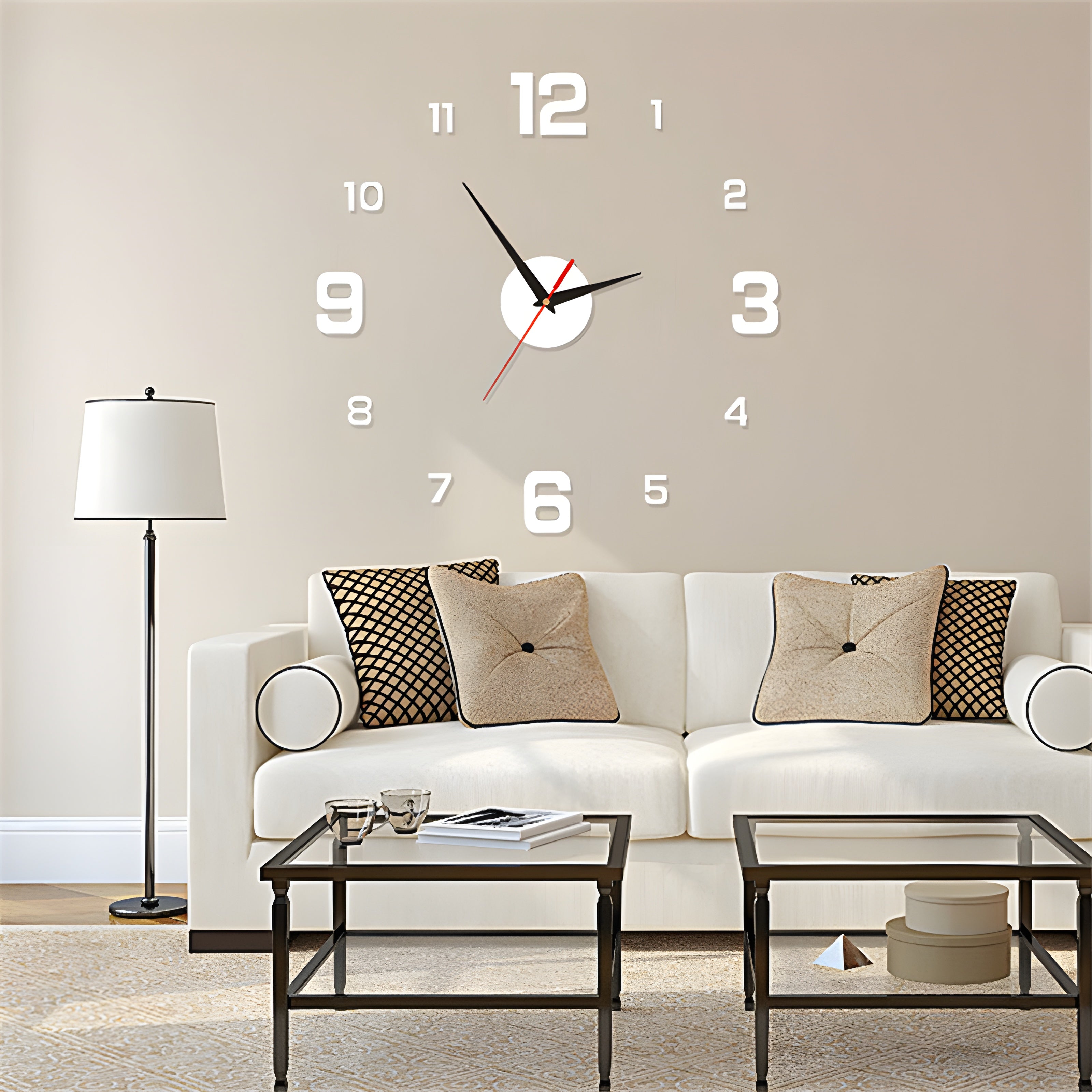 Modern Frameless Wall Clock with Mirror Sticker Design