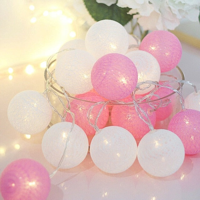 LED Cotton Ball Garland Lights