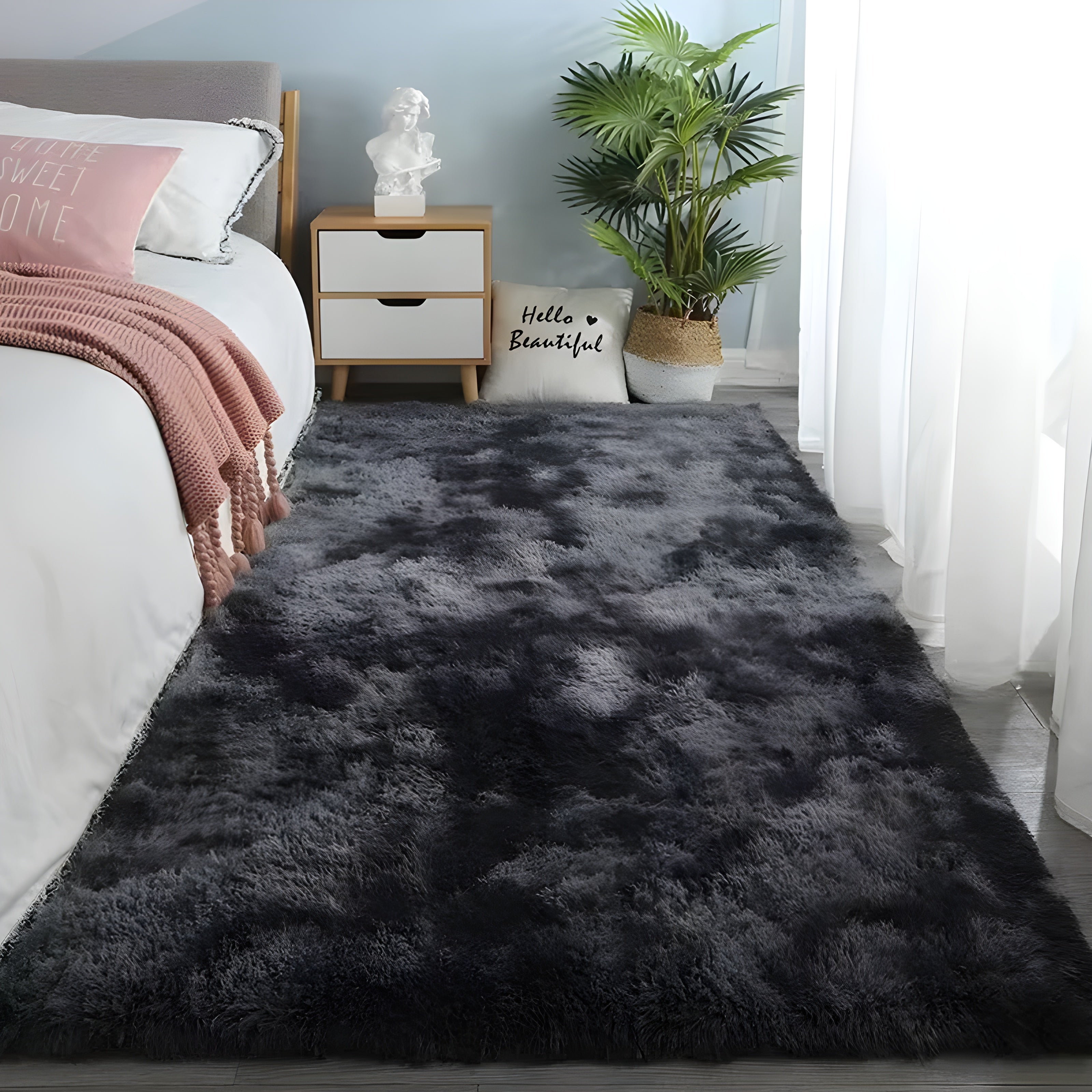 Soft Carpet for Living Room and Bedroom Plush Gray Rug