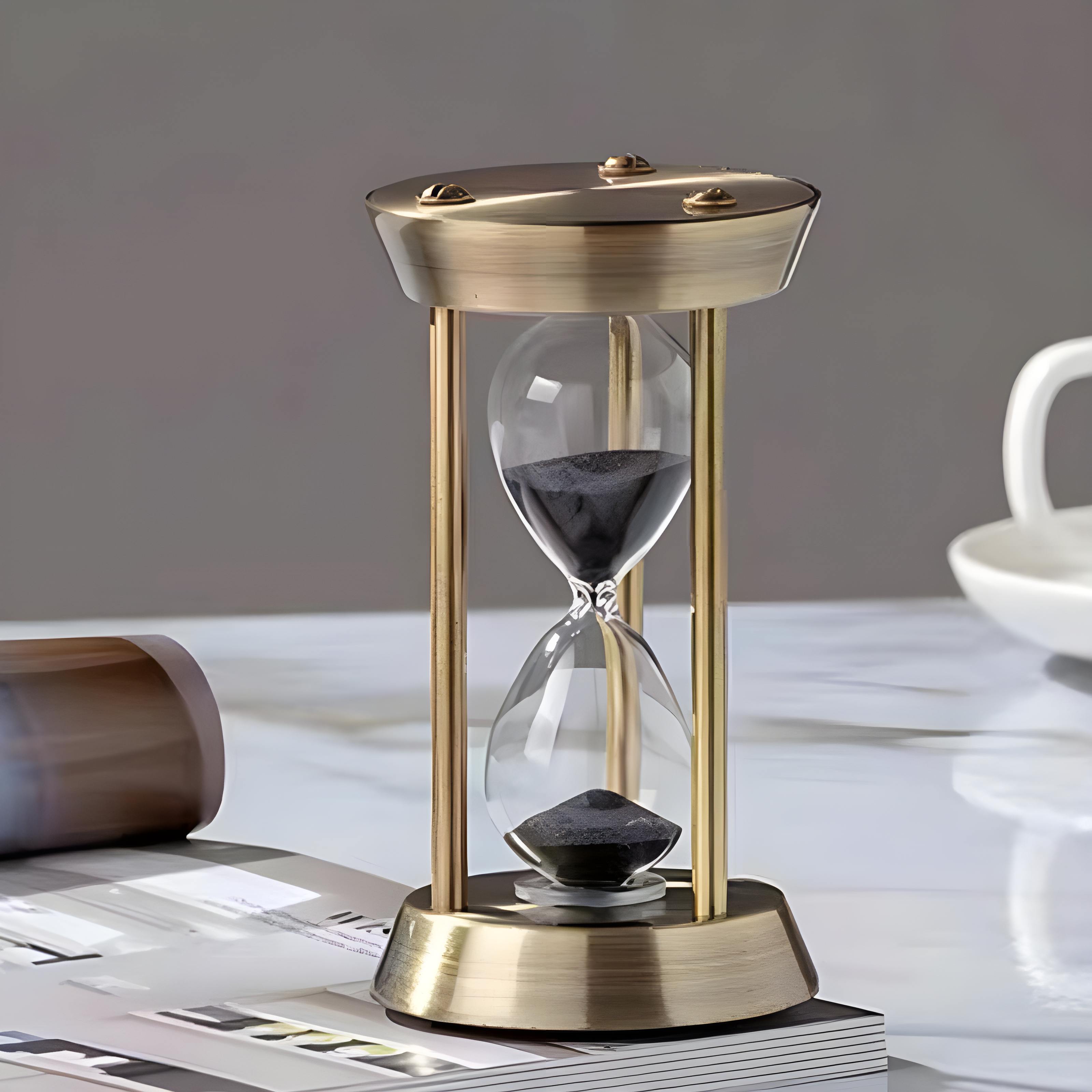 Retro Metal Hourglass Timer with 15 Minute Sandglass