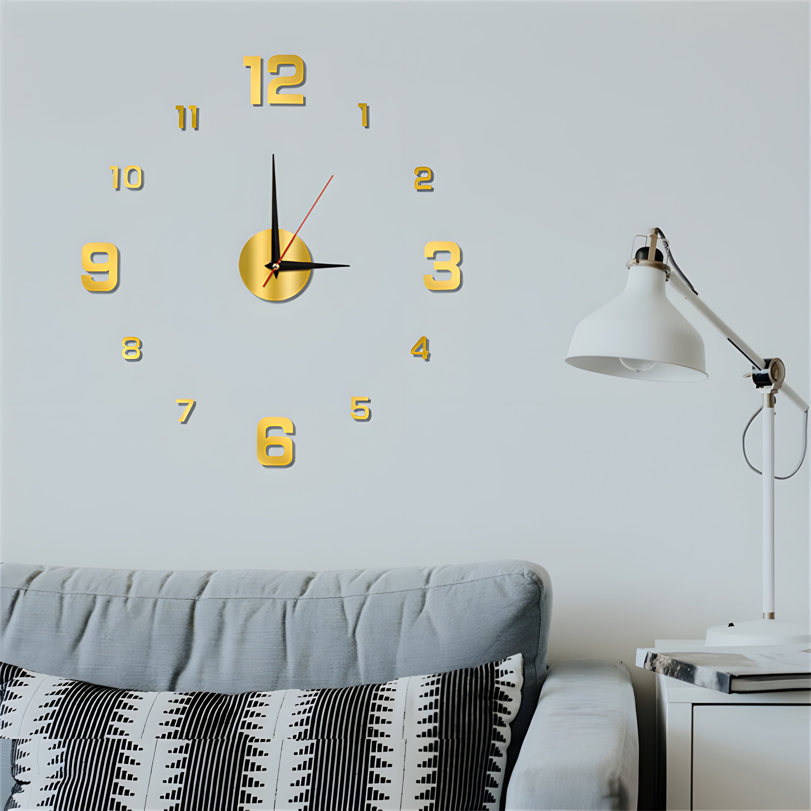 Modern Frameless Wall Clock with Mirror Sticker Design